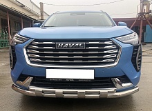 Защита переднего бампера двойная с перемычками d60/42 мм для Haval Jolion I