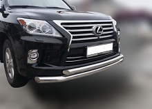 Защита переднего бампера двойная d76/60 мм для Lexus LX III Рестайлинг