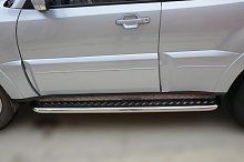 Пороги с накладным листом d60 мм для Mitsubishi Pajero IV Рестайлинг 1