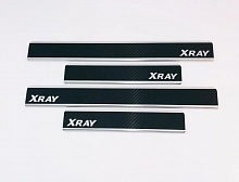 Накладки на пороги нержавеющая сталь под карбон 4шт. для LADA (ВАЗ) XRAY I