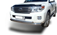 Защита переднего бампера двойная d76/60 мм для Toyota Land Cruiser 200 Series Рестайлинг 1