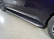 Пороги алюминиевые с пластиковой накладкой карбон 2120 мм для Kia Carnival IV