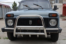 Защита переднего бампера скоба высокая+зубья d53/42 мм для LADA (ВАЗ) 2121 (4x4) I Рестайлинг (2020)
