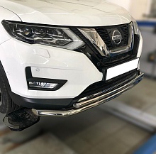 Защита переднего бампера двойная d60/42 мм для Nissan X-Trail III Рестайлинг