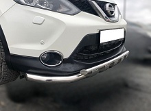 Защита переднего бампера двойная с перемычками d60/42 мм для Nissan Qashqai II