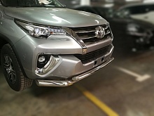Защита переднего бампера двойная d76/60 мм для Toyota Fortuner II