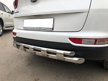 Защита заднего бампера двойная с перемычками d60/42 мм для Kia Sportage III Рестайлинг
