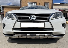 Защита переднего бампера тройная с перемычками d60/42/42 мм для Lexus RX III Рестайлинг