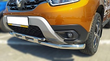 Защита переднего бампера двойная с перемычками d60/42 мм для Renault Duster II