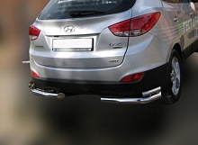 Защита заднего бампера угловая двойная длинная d60/42 мм для Hyundai ix35 I