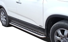 Пороги с накладным листом d53 мм для Kia Sorento II