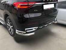 Защита заднего бампера угловая двойная d60/42 мм для Haval F7x I