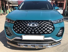 Защита переднего бампера двойная с перемычками d60/42 мм для Chery Tiggo 7 Pro I
