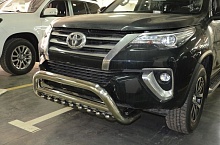 Защита переднего бампера скоба низкая+зубья d76/60/42 мм для Toyota Fortuner II