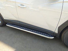 Пороги с накладным листом d53 мм для Hyundai Tucson IV