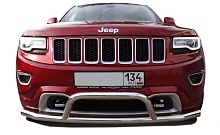Защита переднего бампера одинарная+низкая скоба d76 мм для Jeep Grand Cherokee IV (WK2) Рестайлинг