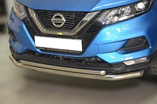 Защита переднего бампера двойная d60/42 мм для Nissan Qashqai II Рестайлинг