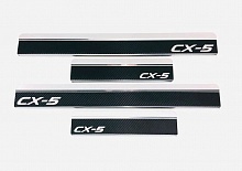Накладки на пороги нержавеющая сталь под карбон 4шт. для Mazda CX-5 II