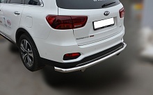 Защита заднего бампера угловая двойная большая d60/42 мм для Kia Sorento III Prime Рестайлинг
