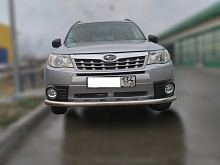 Защита переднего бампера d60 мм для Subaru Forester III Рестайлинг