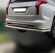 Защита заднего бампера угловая двойная большая d76/42 мм для Mitsubishi Pajero Sport III Рестайлинг