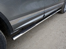 Пороги овальные с накладкой 75х42 мм для Volkswagen Touareg II Рестайлинг