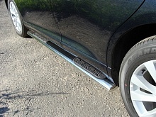 Пороги овальные с накладкой 120х60 мм для Toyota Venza I Рестайлинг