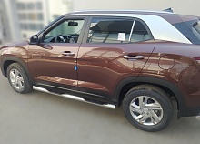 Пороги труба с проступью d76 мм для Hyundai Creta II