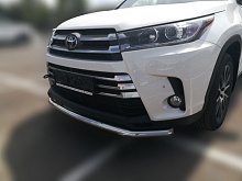 Защита переднего бампера с подгибами d60 мм для Toyota Highlander III (U50) Рестайлинг