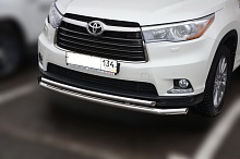 Защита переднего бампера двойная d60/42 мм для Toyota Highlander III (U50)