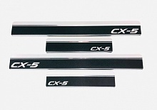 Накладки на пороги нержавеющая сталь под карбон 4шт. для Mazda CX-5 II