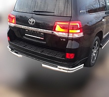 Защита заднего бампера угловая двойная d60/42 мм для Toyota Land Cruiser 200 Series Рестайлинг 2