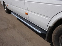 Порог алюминиевый с пластиковой накладкой карбон 2220 мм для Mercedes-Benz Sprinter Classic I (W909) Рестайлинг