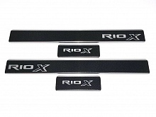 Накладки на пороги нержавеющая сталь под карбон 4шт. для Kia Rio X (X-Line) I Рестайлинг