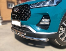 Защита переднего бампера двойная с перемычками d60/42 мм для Chery Tiggo 7 Pro I