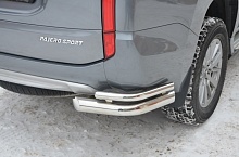 Защита заднего бампера угловая двойная d76/42 мм для Mitsubishi Pajero Sport III