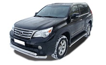 Защита переднего бампера двойная овал d76/75x42 мм для Lexus GX II