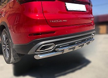 Защита заднего бампера двойная с перемычками d60/42 мм для Chery Tiggo 8 Pro