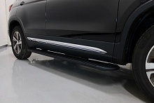 Пороги алюминиевые "Slim Line Black" 1720 мм для Changan CS75 I Рестайлинг