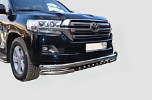 Защита переднего бампера тройная с защитой зубья d76/60/42 мм для Toyota Land Cruiser 200 Series Рестайлинг 2