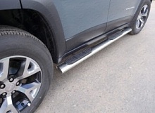 Пороги овальные с накладкой 120х60 мм для Jeep Cherokee V (KL)