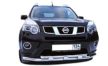 Защита переднего бампера двойная с перемычками d60/42 мм для Nissan X-Trail II Рестайлинг
