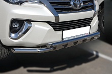 Защита переднего бампера двойная с перемычками d60/60 мм для Toyota Fortuner II