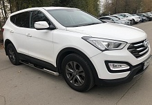 Пороги труба с проступью d76 мм для Hyundai Santa Fe III