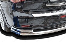 Защита заднего бампера угловая большая двойная d76/42 мм для Infiniti QX56 II