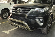 Защита переднего бампера скоба низкая+зубья d76/60/42 мм для Toyota Fortuner II