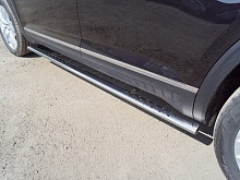 Пороги овальные с проступью 75х42 мм для Volkswagen Teramont I