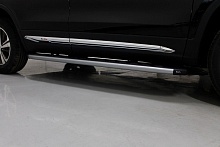 Пороги алюминиевые с пластиковой накладкой карбон 1720 мм для Changan CS75 I Рестайлинг