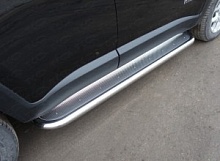 Пороги с площадкой (нерж. лист) 60,3 мм для Jeep Renegade I Рестайлинг