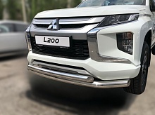 Защита переднего бампера двойная d76/60 мм для Mitsubishi L200 V Рестайлинг
